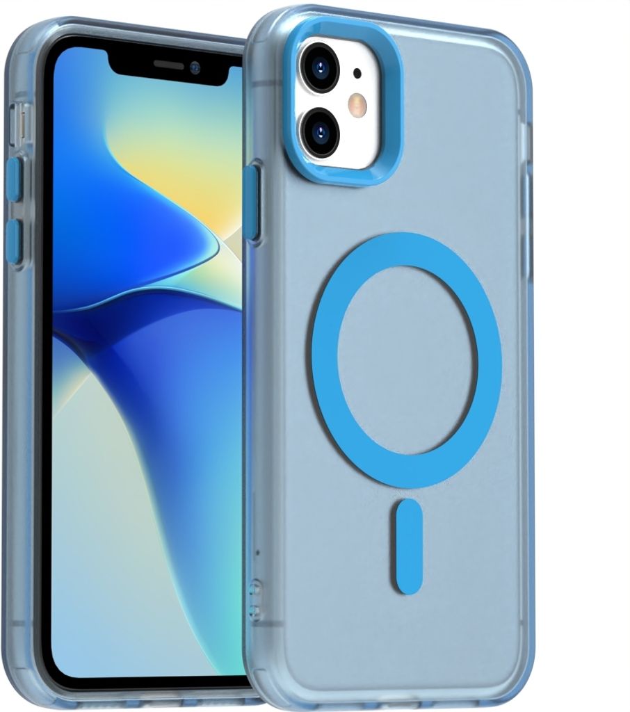 Handyhülle für iPhone 12 Pro, Hülle Kompatibel mit MagSafe, Schlank Durchscheinend Matt Stoßfest Schutzhülle Blau