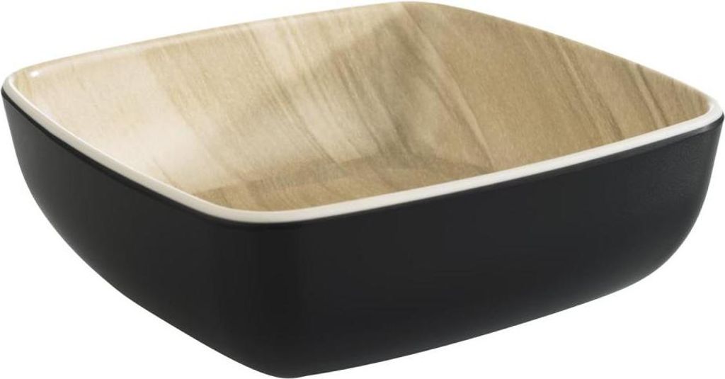 APS 84937 Schale FRIDA, Melamin, 12,5 x 12,5 cm, Höhe 4,5 cm, schwarz/Holzoptik