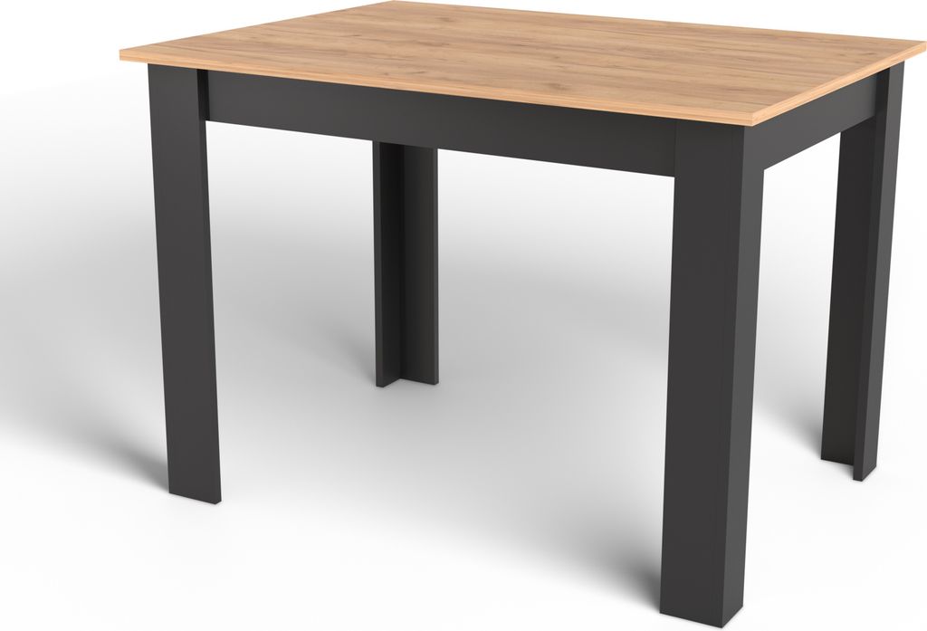Esszimmertisch Küchentisch, Platte aus Eiche, Holztisch Esstisch 120 x 80 x 75 cm, 18 mm Dicke, Küche Wohnzimmer Eiche und schwarz