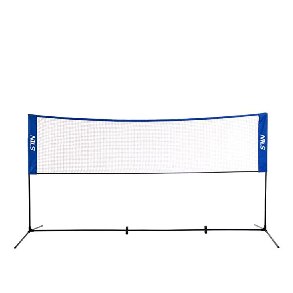 A portable sports net system on a white background.
