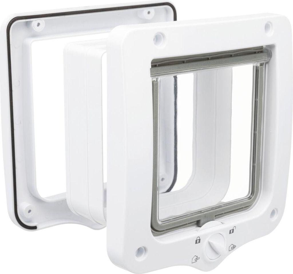 TRIXIE 4-Wege Freilauftür mit Tunnel - weiß - 20 × 22 cm Produktbild 
