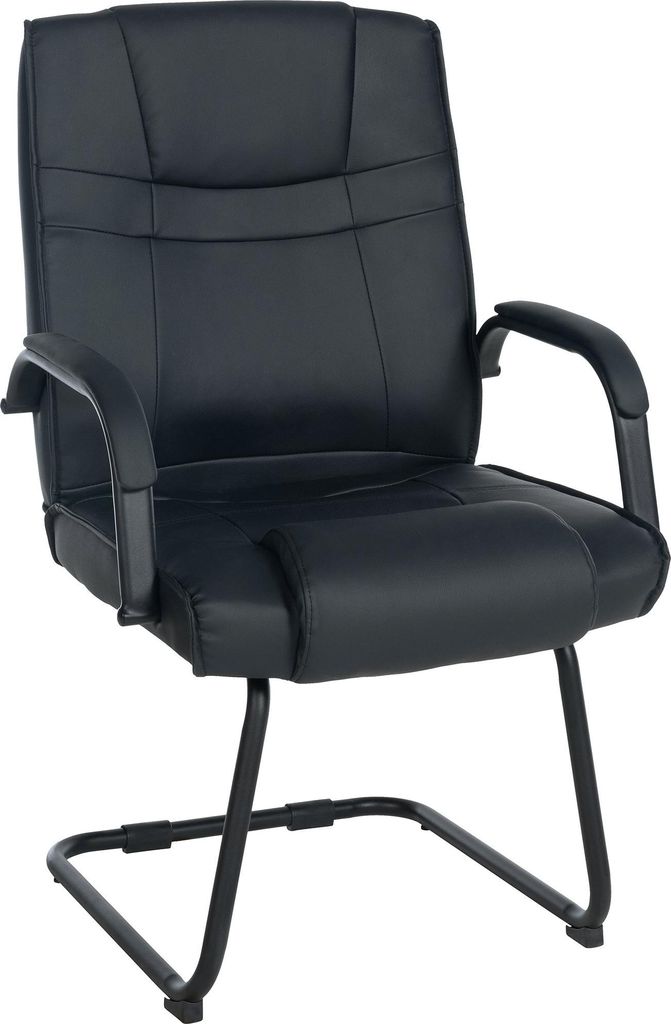 Besucherstuhl DELHI - Kunstleder Schwarz/schwarz 60x67x104 cm | Besucherstühle Konferenzstuhl Wartezimmerstuhl Bürostühle Bürostuhl Konferenzraum