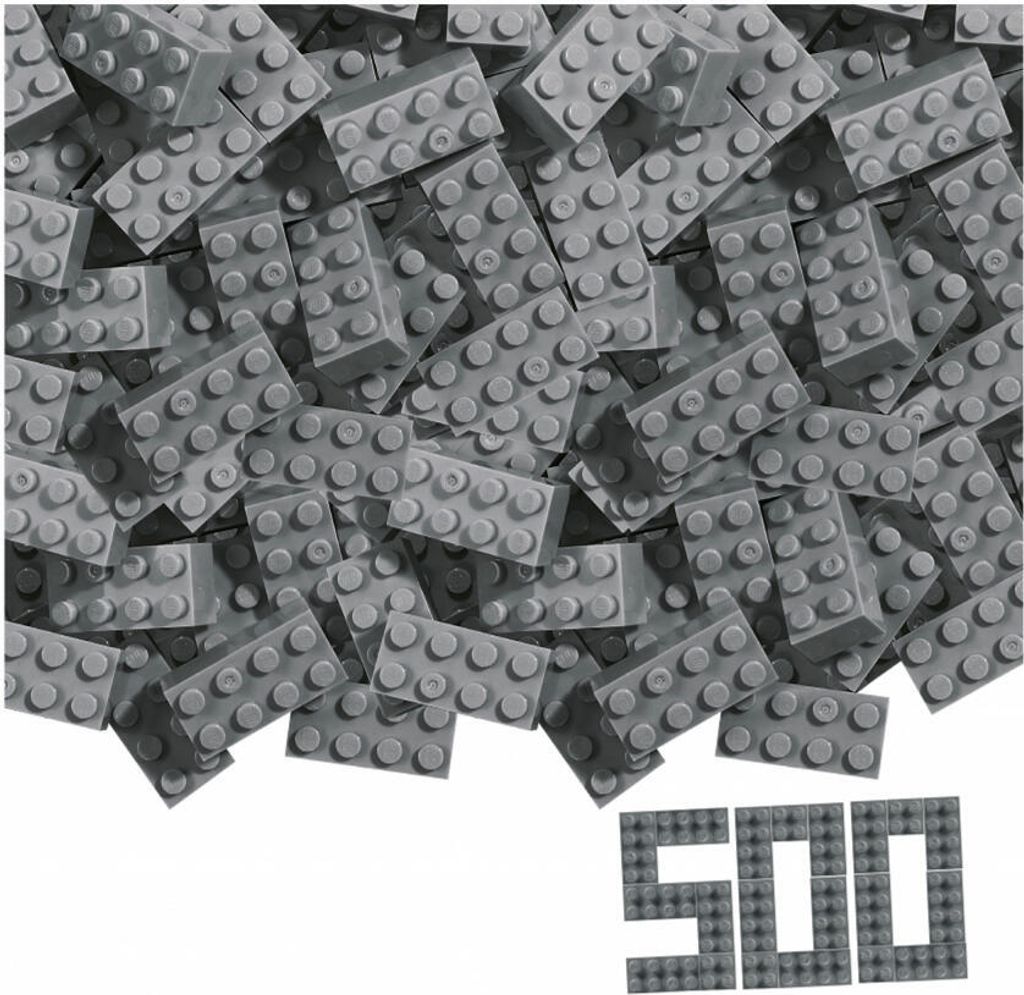 Simba Blox 500 Graue 8er Steine lose, Bausteine, Klemmbausteine, kompatibel mit bekannten Spielsteinen, 500 Stück, 104114549