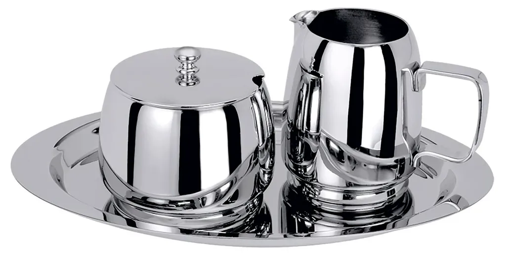 Set de service en inox 230 mm avec sucrier et pot à lait ergonomique