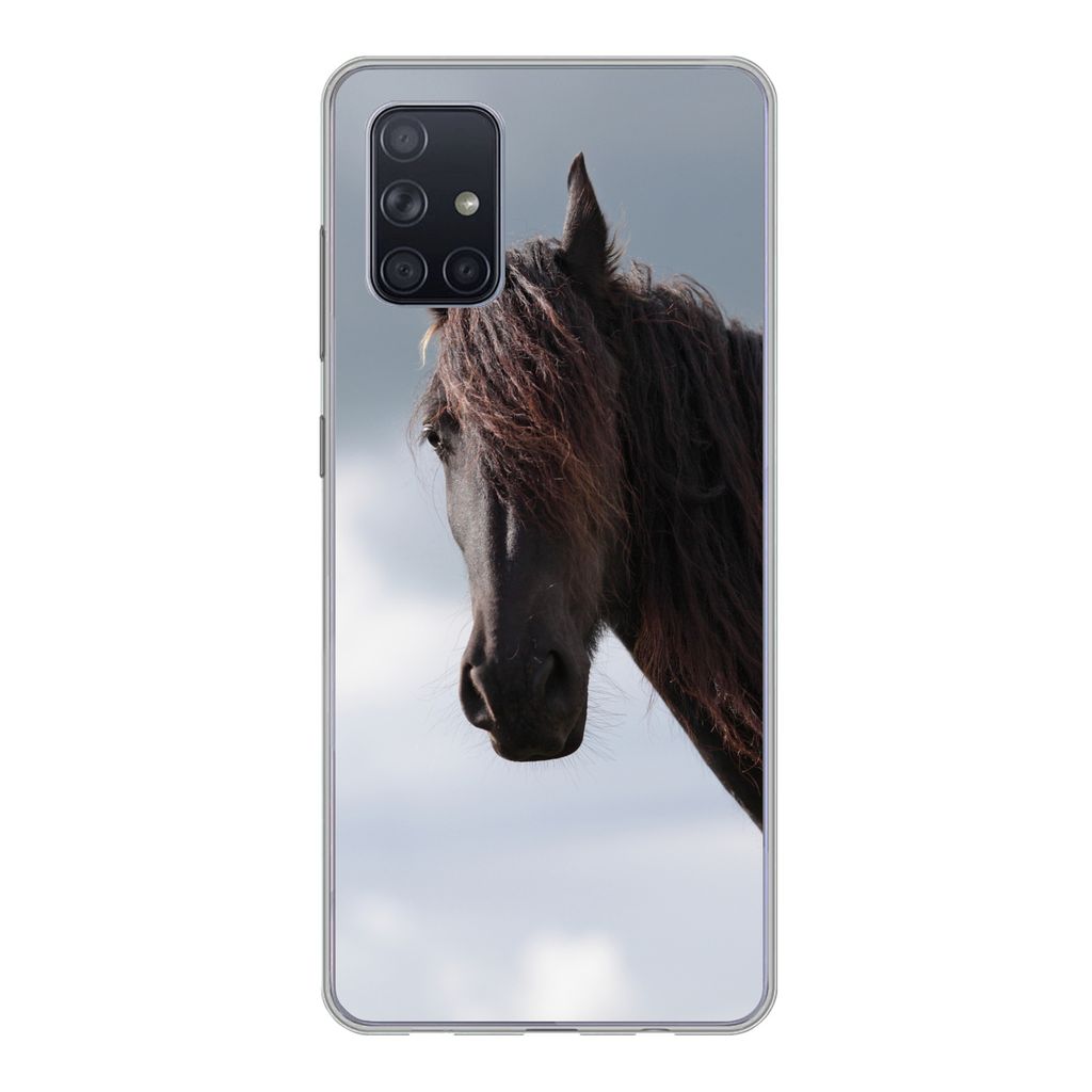 MuchoWow Handyhülle Schutzhülle Hülle für Samsung Galaxy A51 Pferde - Himmel - Porträt Silikon Softcase Handy Hülle - Schutzabdeckung