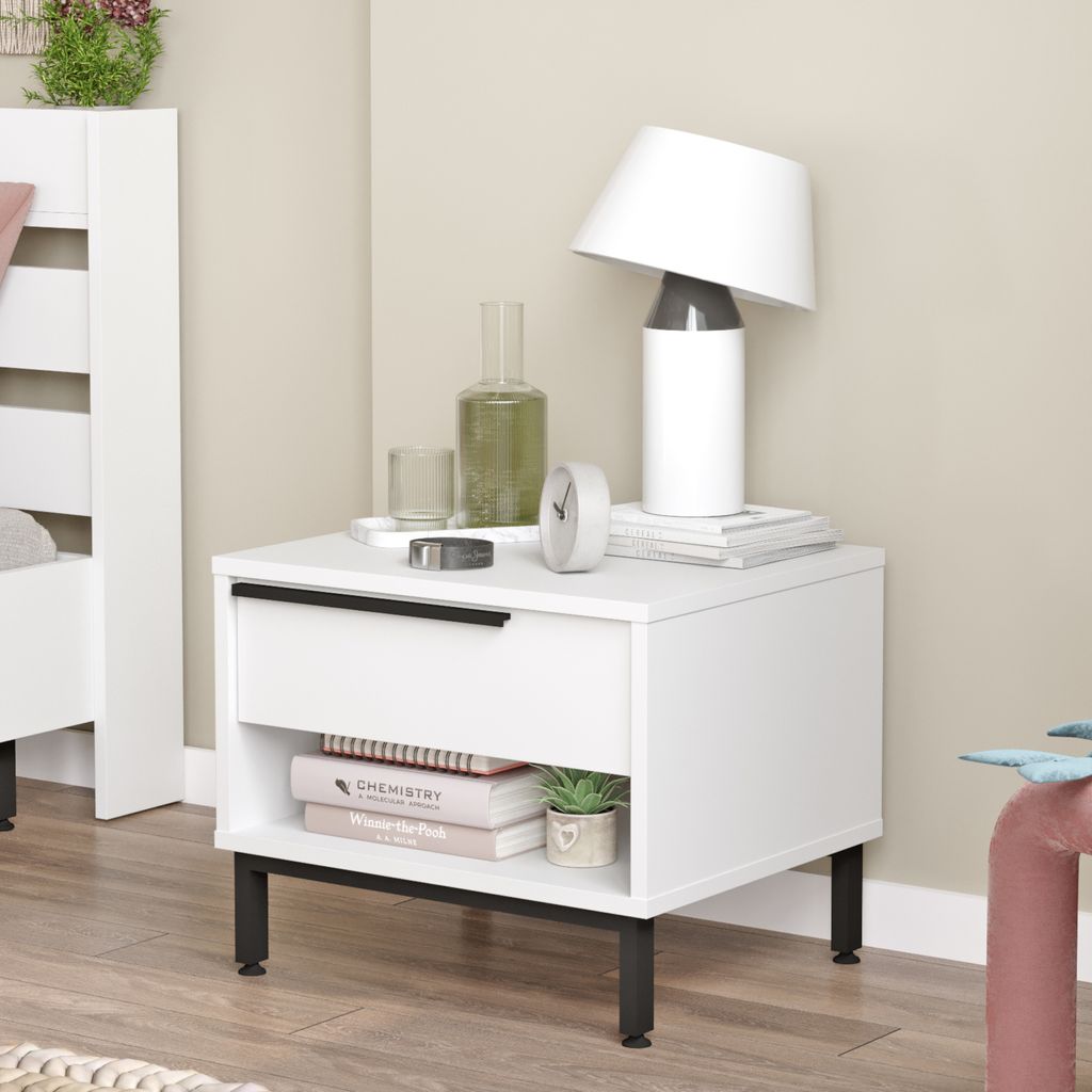 Stolik nocny 'Vesanto' z szufladą 43 x 54 x 45 cm Biały Zdjęcie produktu 