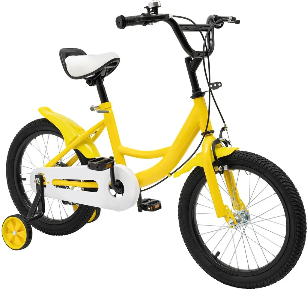 Vélo enfant 16 pouces jaune avec stabilisateurs et cadre acier robuste - 4
