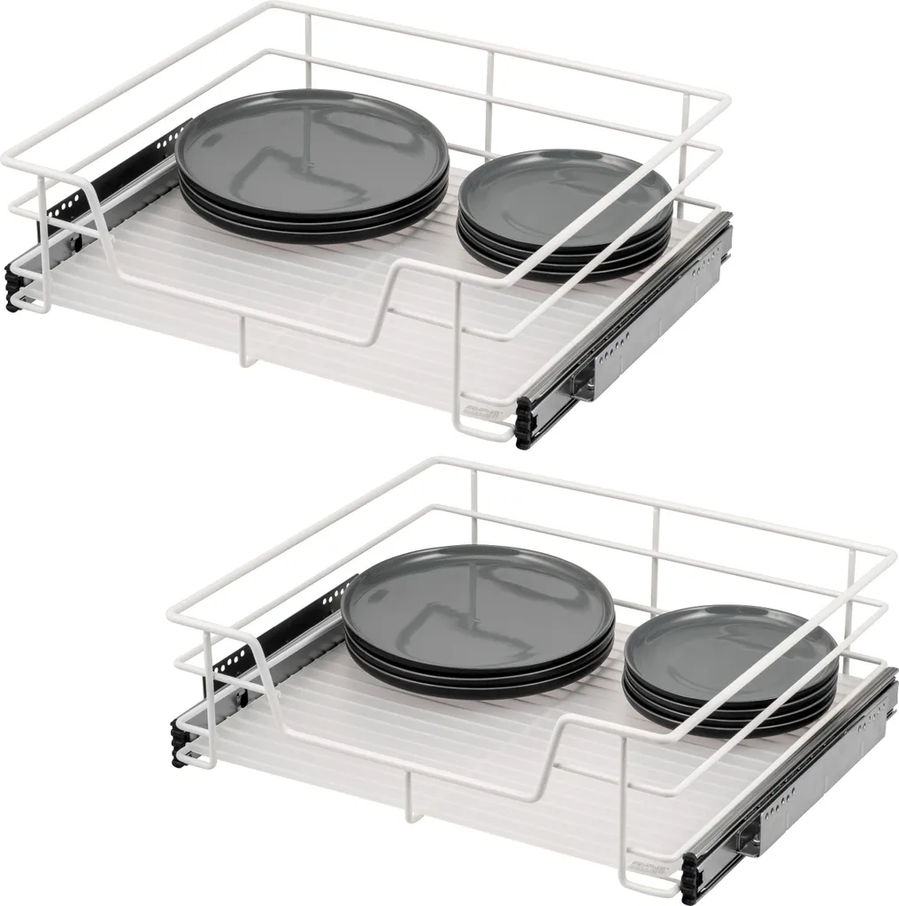 Set 2 Cassetti Telescopici Bremermann 60 cm - Bianco con Ripiano