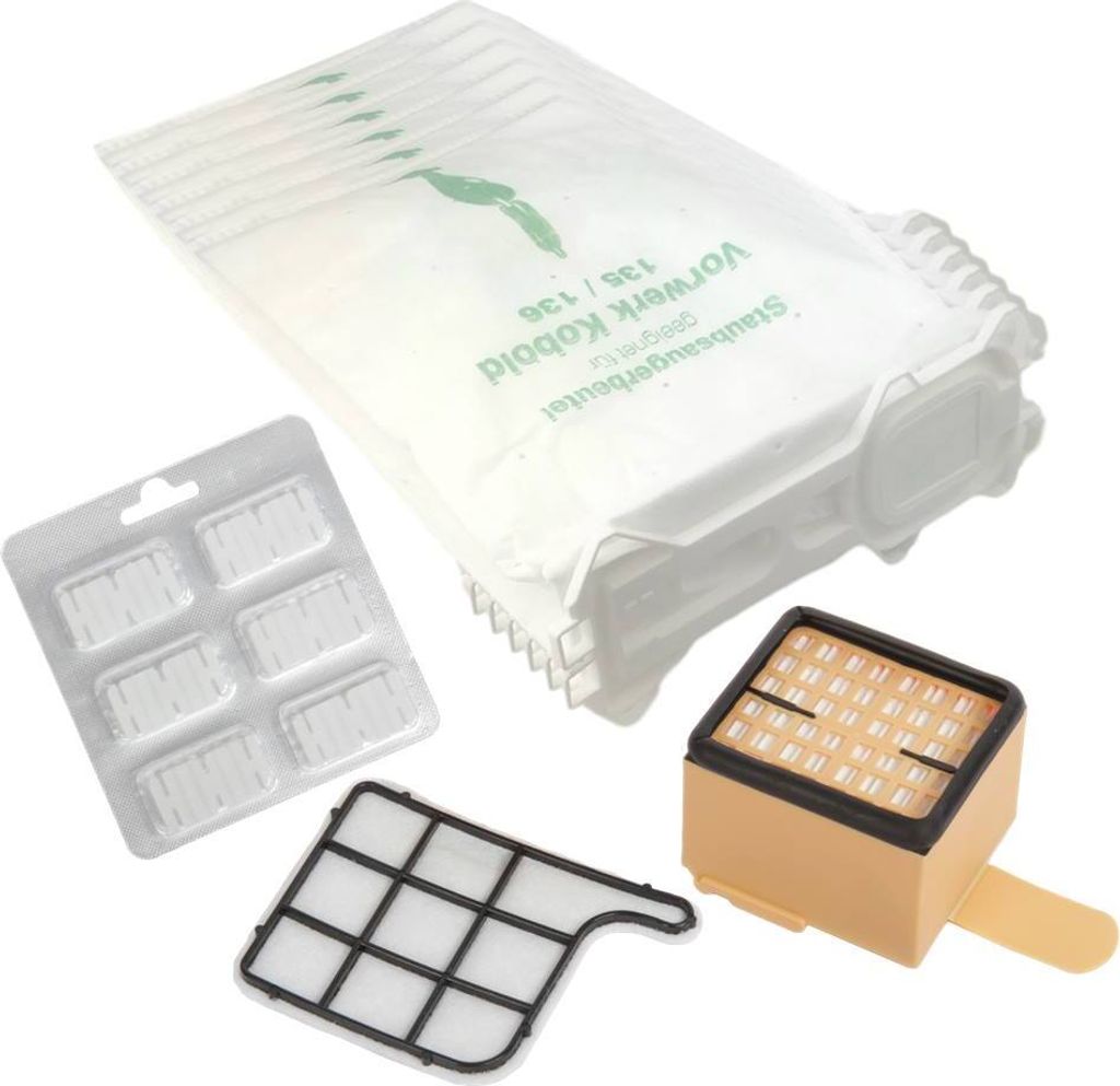 6 Staubsaugerbeutel Vlies, Duft Hepafilter Motorfilter geeignet für Kobold 135,136
