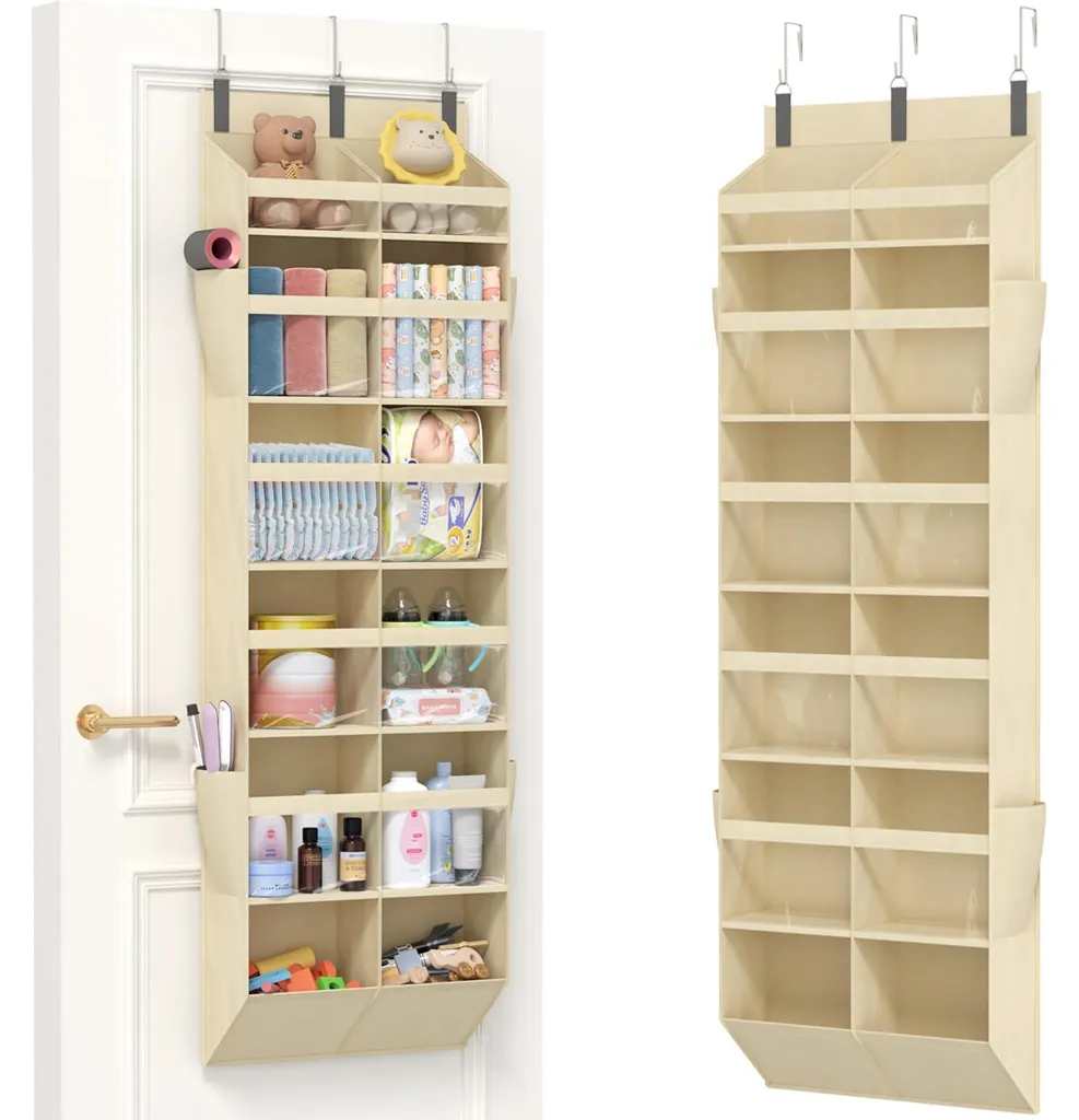 Organiseur de porte suspendu beige 157cm avec 12 compartiments XL