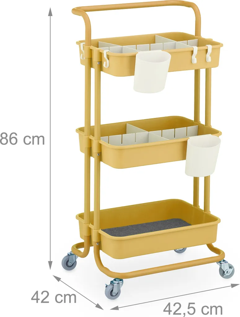relaxdays Carrello giallo - 8