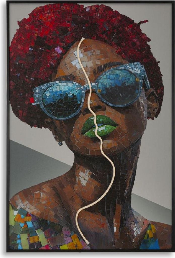 Mauro Ferretti Wandbild Afro LED Leinwandbild Multicolor 60x90 cm