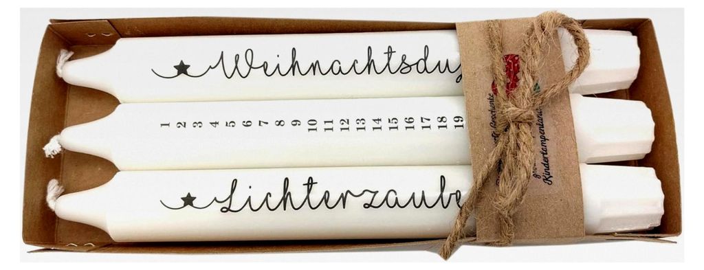 Kerzen mit Spruch für die Advents- und Weihnachtszeit - Adventskerzen - Weihnachtsduft/Lichterzauber - Zylindrisch - 2, 3 oder 4 Kerzen - Unisex -...