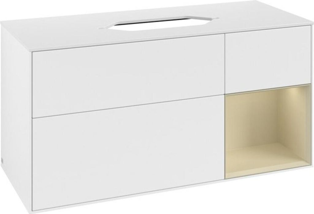 V&B Waschtischunterschrank Finion 120x60 cm, Reg re si Gr m Lac, wh. m Lac
