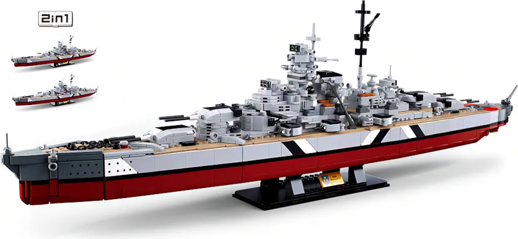 Maquette Bateau de Guerre Cuirassé Bismarck 2in1 Sluban Model Bricks Kit