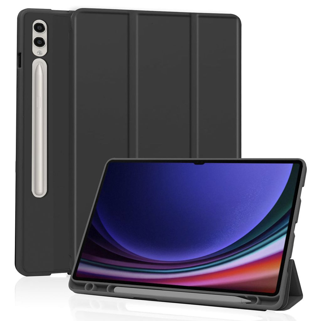 Techsuit Flex Trifold Tablet-Hülle mit Pencil-Halter für Samsung Galaxy Tab S9 Ultra - Schwarz