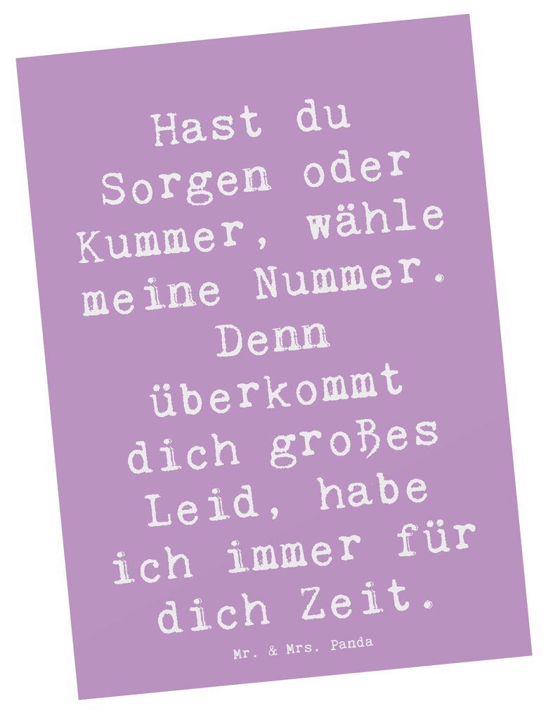 Mr. & Mrs. Panda Fotokarte Spruch Schutz Rufnummer - Lavendeltraum - Geschenk, Gefühl, bildkarte, Ansichtskarte, Postkarte, für dich da sein, Geb...