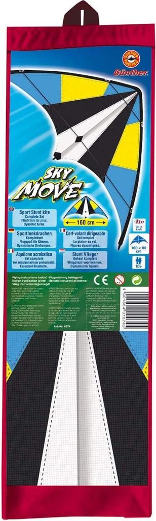 Lenkdrachen Sportdrachen Sky Move 160 Anfängerdrachen Ripstop-Polyester Glasfaserstäbe 160 x 69 cm