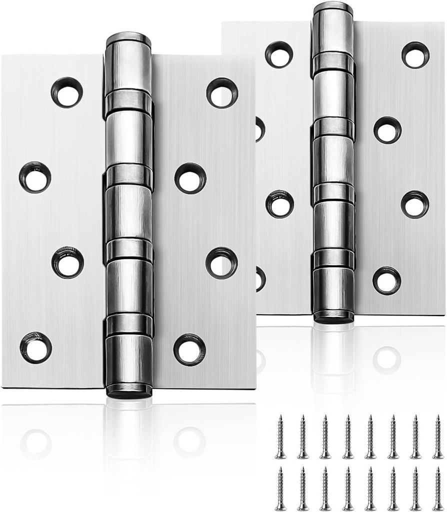 Edelstahl türscharniere für holztüren Stahl Kugelgelagert Kugellager Scharniere Silber edelstahl für Haustüre Zimmertür, 1 Paar (100x76x13 mm)