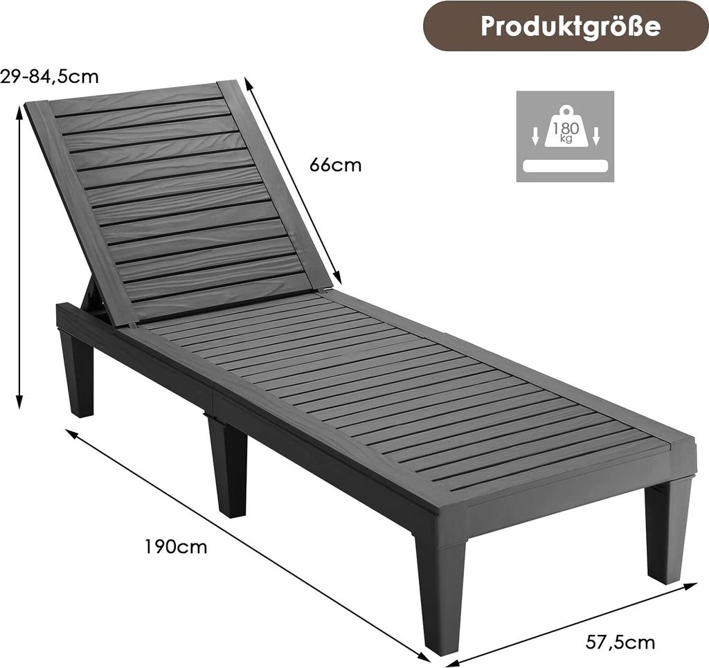 COSTWAY Lehátko odolné voči poveternostným vplyvom Záhradné Obrázok produktu 5