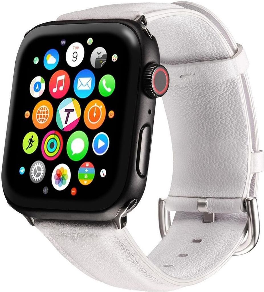 Conie Ersatz Armband passend für die Apple Watch 1 2 3 4 5 6 7 8 9 10 SE 38mm 40mm 41mm 42mm Größe L Material Echt-Leder Premium Uhrenarmband in...