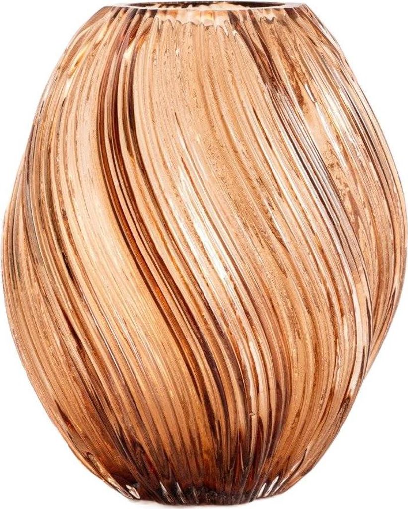 HOMLA SWIRL Vase aus gedrehtem Glas braun 17x21 cm Produktbild 