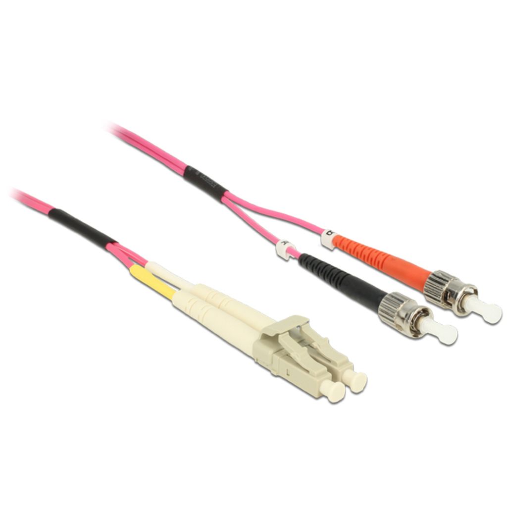 Delock - Netzwerkkabel - ST multi-mode (M) zu LC Multi-Mode (M) - 1 m - Glasfaser - 50/125 Mikrometer - OM4 - halogenfrei - violett