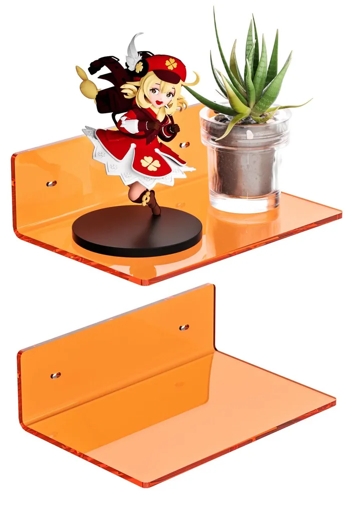 Étagère murale acrylique orange lot de 2 supports design de 23 cm