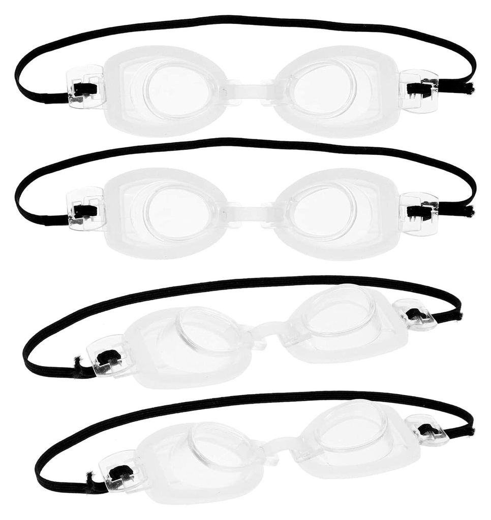 4 Stück Kleine Schwimmbrillen für Puppen Robustes Kunststoff Puppenzubehör Weiße Puppenbrillen für Puppenkostüme und Kleine Accessoires