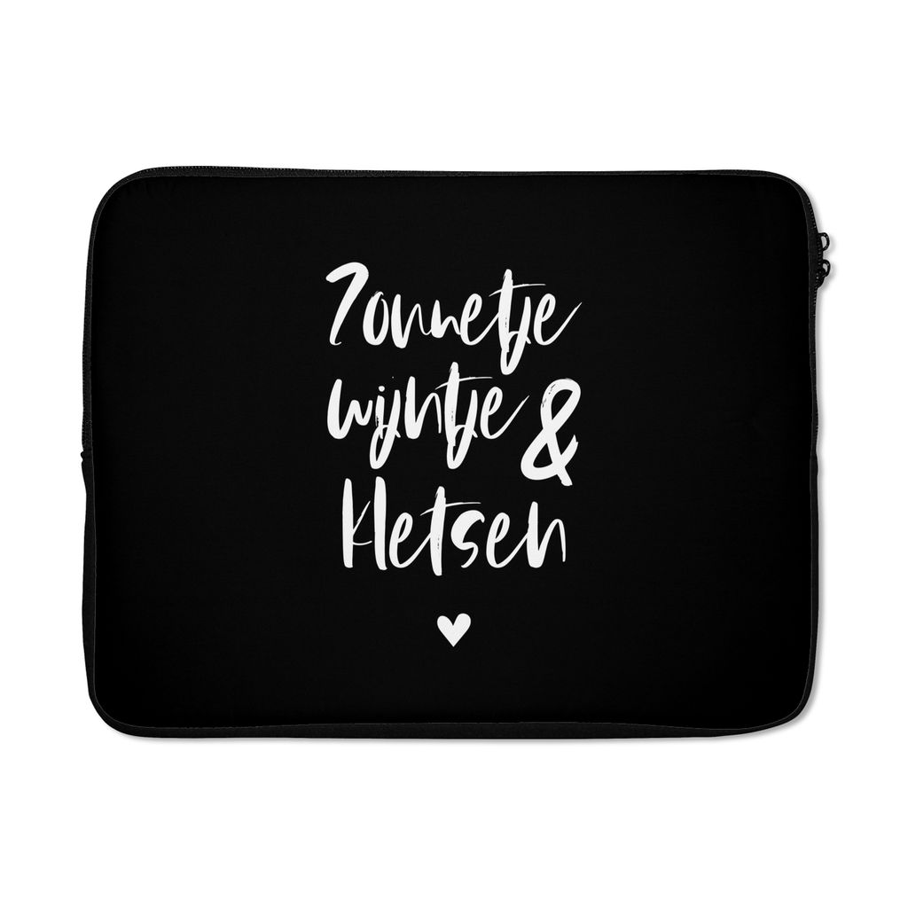 MuchoWow Laptop Hülle 17 Zoll Laptoptasche Zitate - Sonnenschein, Wein & Gespräch - Text - Wein - Sommer - Zipper - Schutzabdeckung