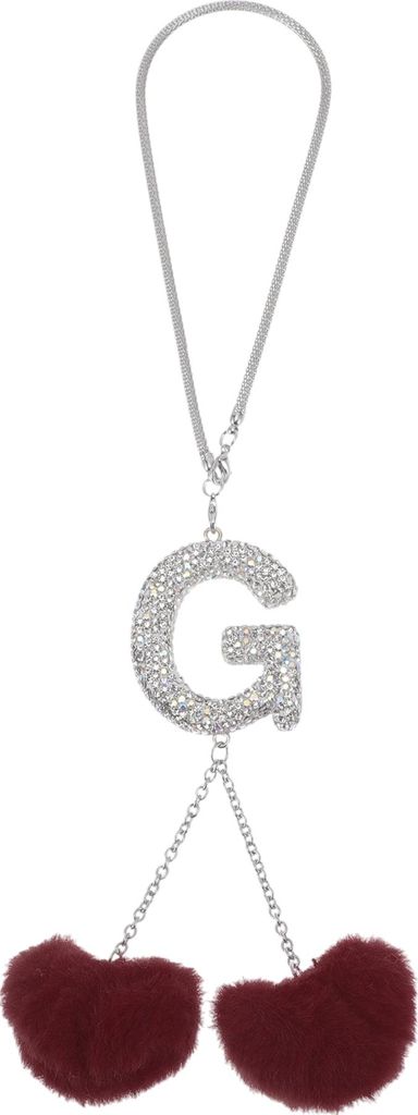 1 Stück Metallimitat Strassimitat Diamant Buchstabe g Herzform Pompon Anhänger Auto Rückspiegel Anhänger Zubehör Auto Hängeschmuck Weinrot