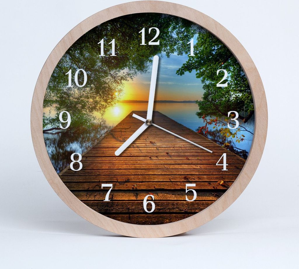 Holzuhr 20fi cm wanduhr - Brücke Landschaft