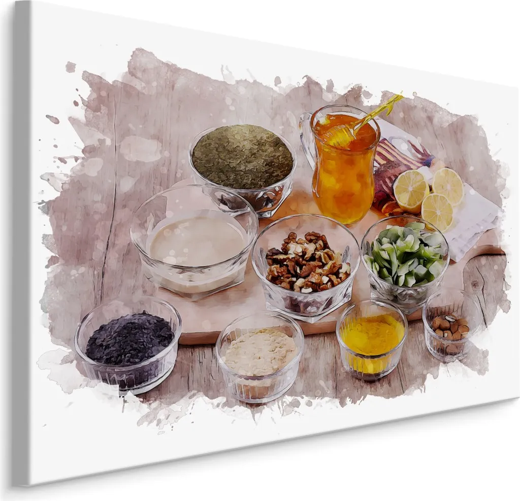 Favolosa carta da parati su tela 90x60 cm XXL stampa d'arte spezie miele legno cucina