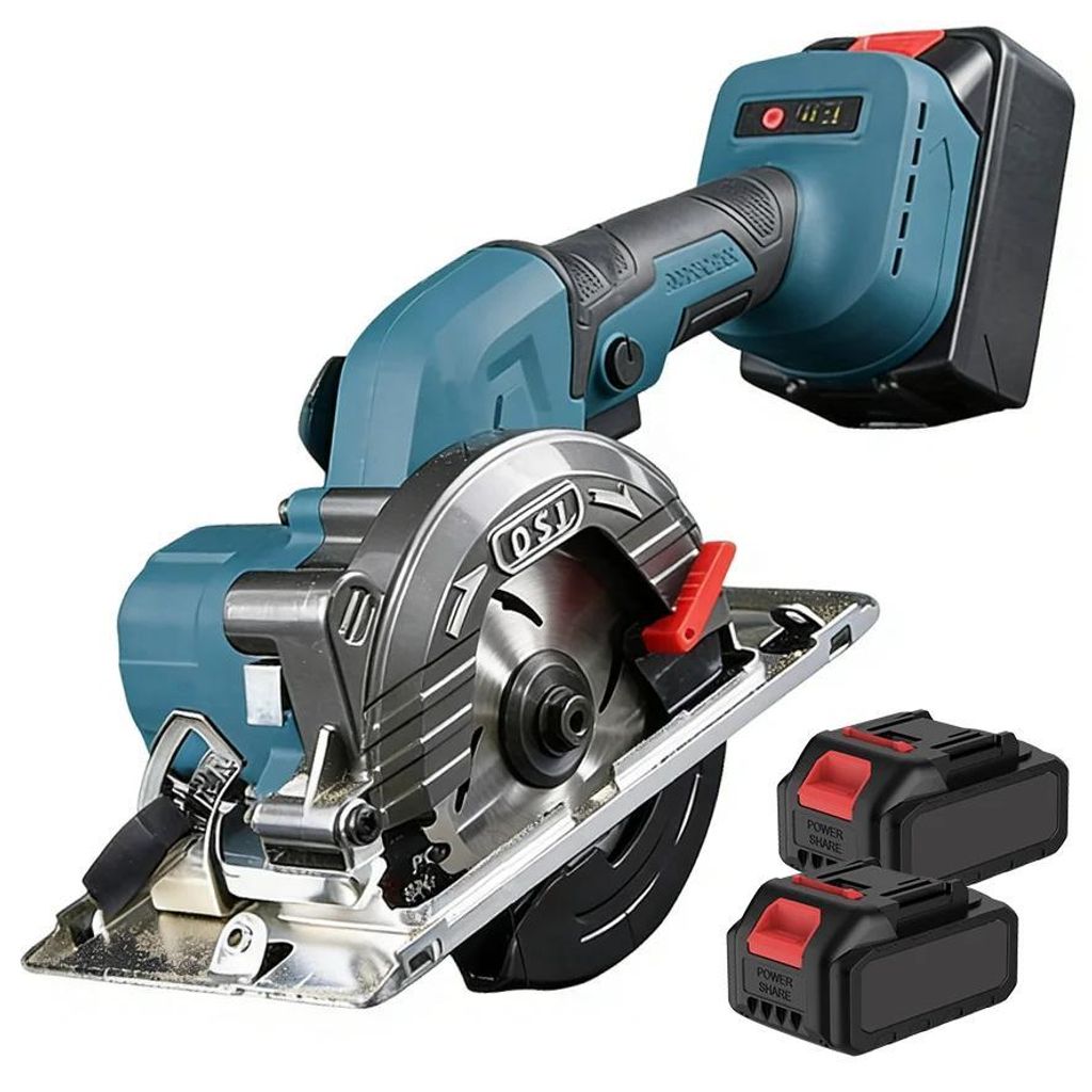 Akku-Handkreissäge - Bürstenlos 125 mm Sägeblatt - Mit 2 Akkus - Leicht - Wiederaufladbar - Für Holz & Renovierung - Braun