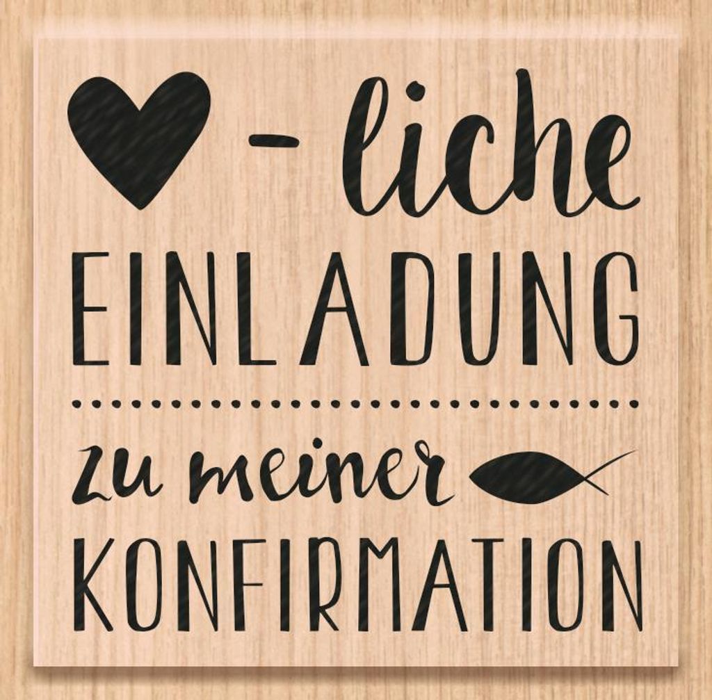 Heyda Holzstempel Einladung Konfirmation 6x5.6 cm Herz Einladungskarte Stempel