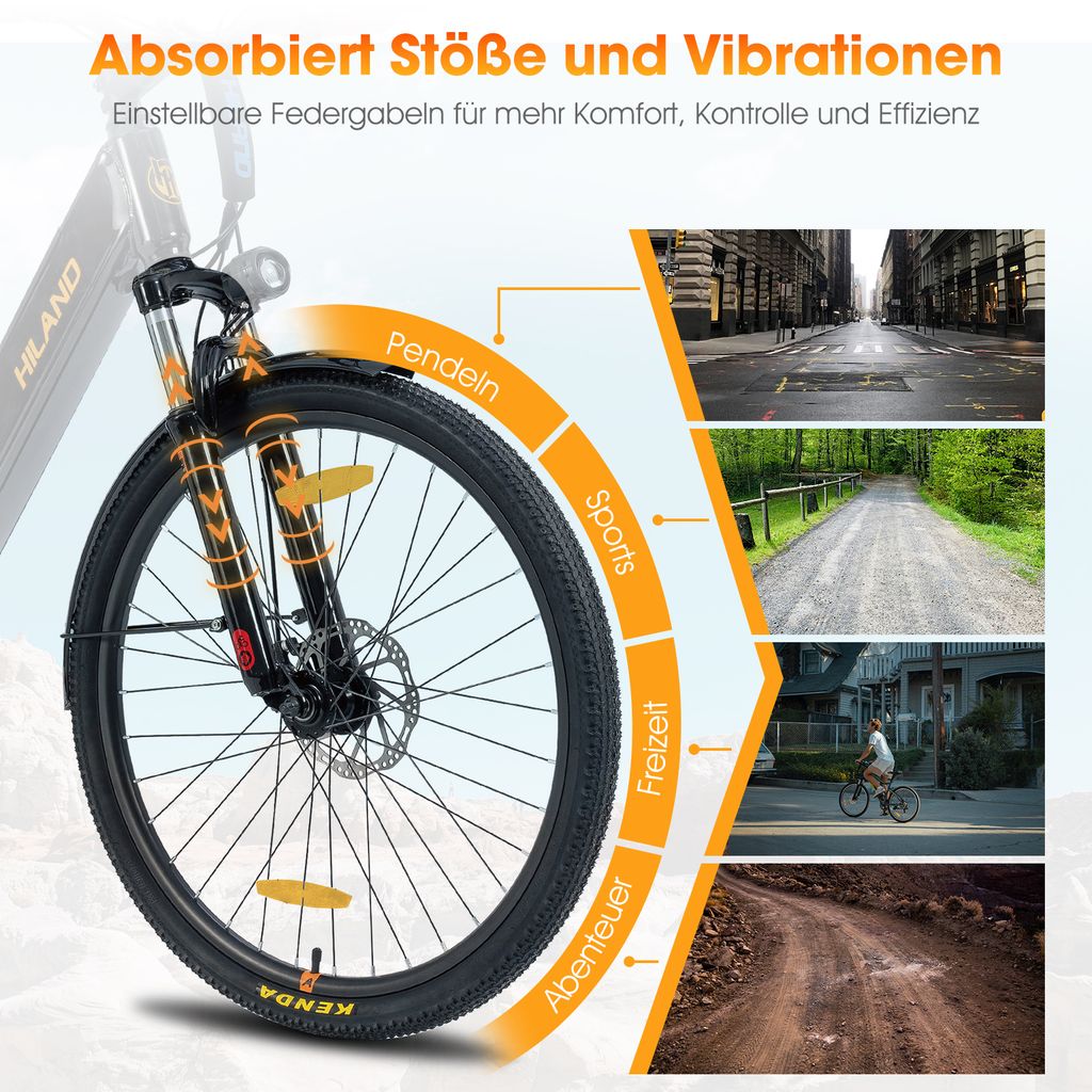 Hiland 26 Zoll Elektrofahrrad für Männer Frauen, 7.8Ah 36V Produktbild 6