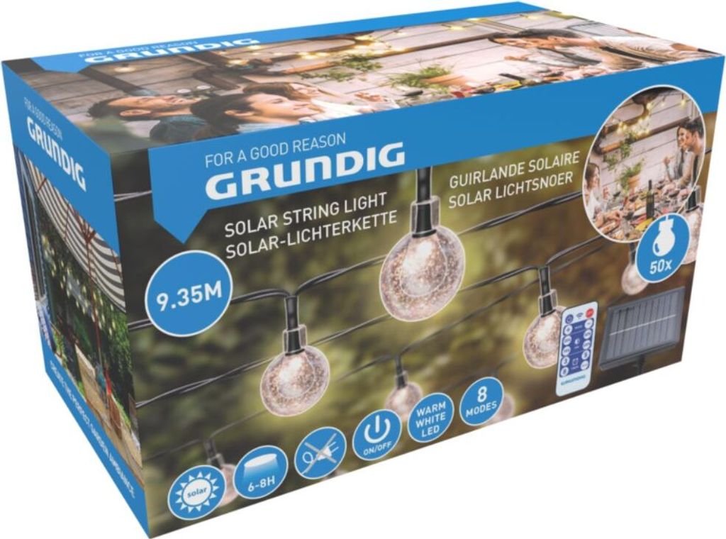 Grundig Solar Power Light String - 9 M - 50 lampek z Zdjęcie produktu 9