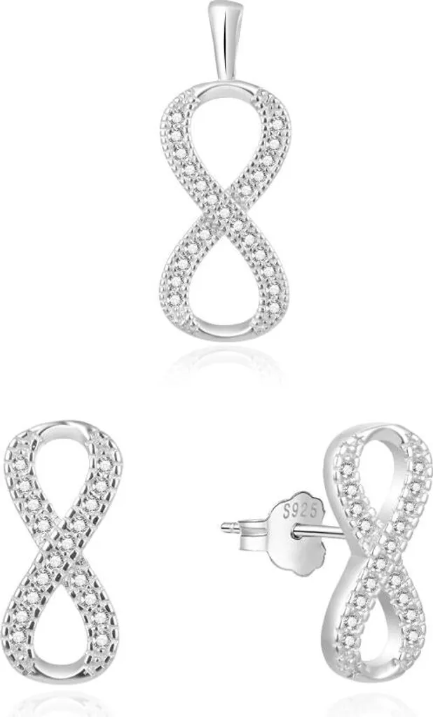 Bijoux infini argent rhodié anti-noircissement parure AGSET263L