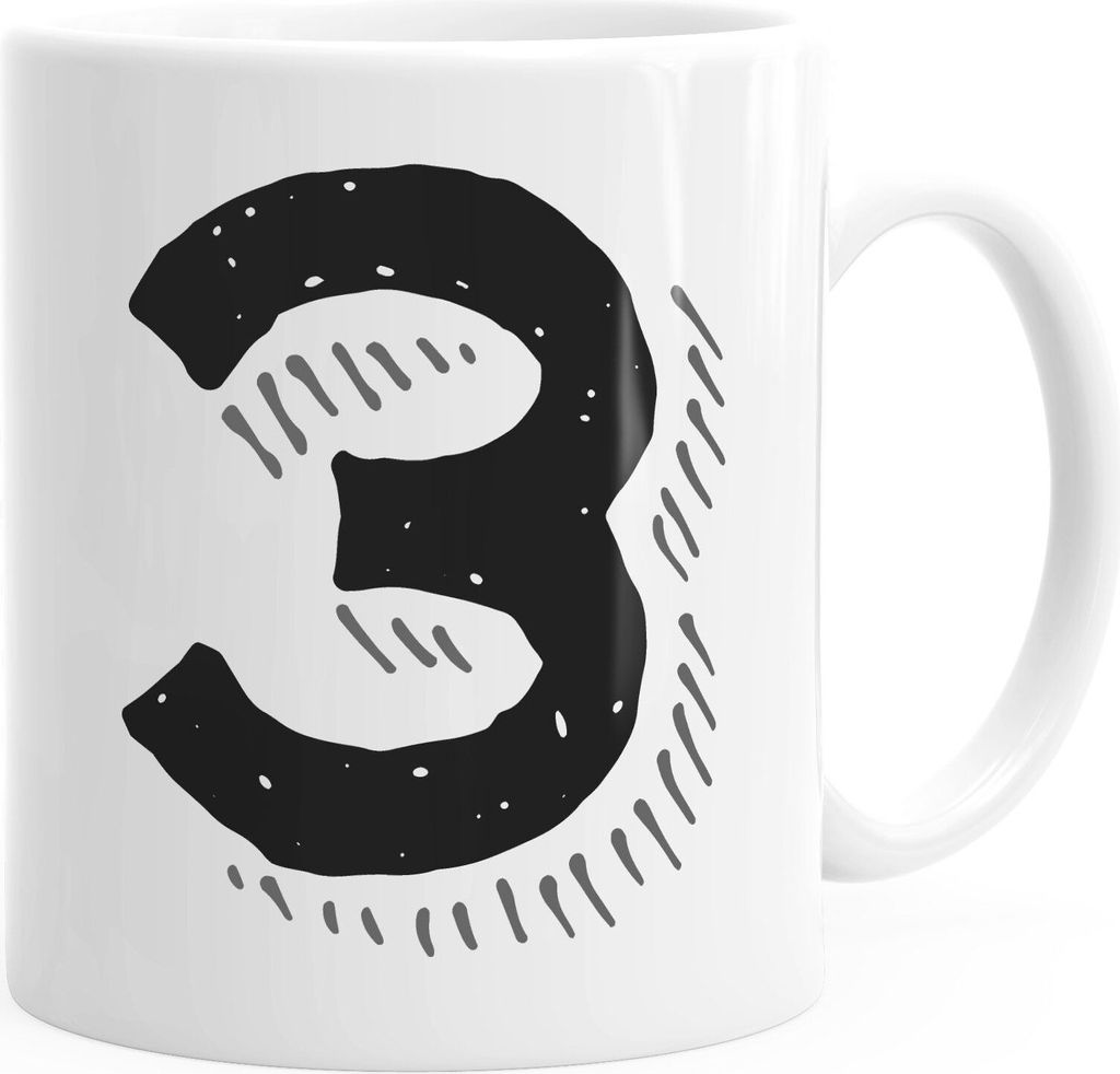 Kaffee-Tasse Buchstaben Buchstabe glänzend Kaffeetasse Teetasse Keramiktasse MoonWorks 3 weiß unisize