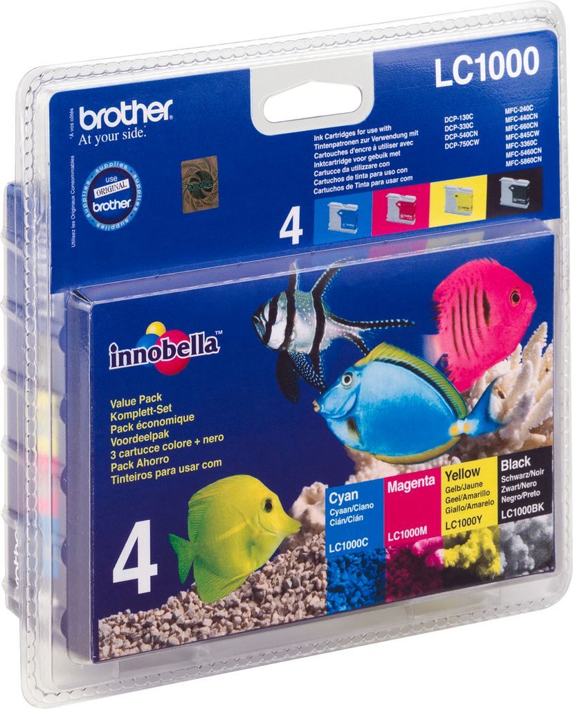 Brother LC1000 Value Pack - 4er-Pack - Schwarz, Gelb, Cyan, Produktbild 