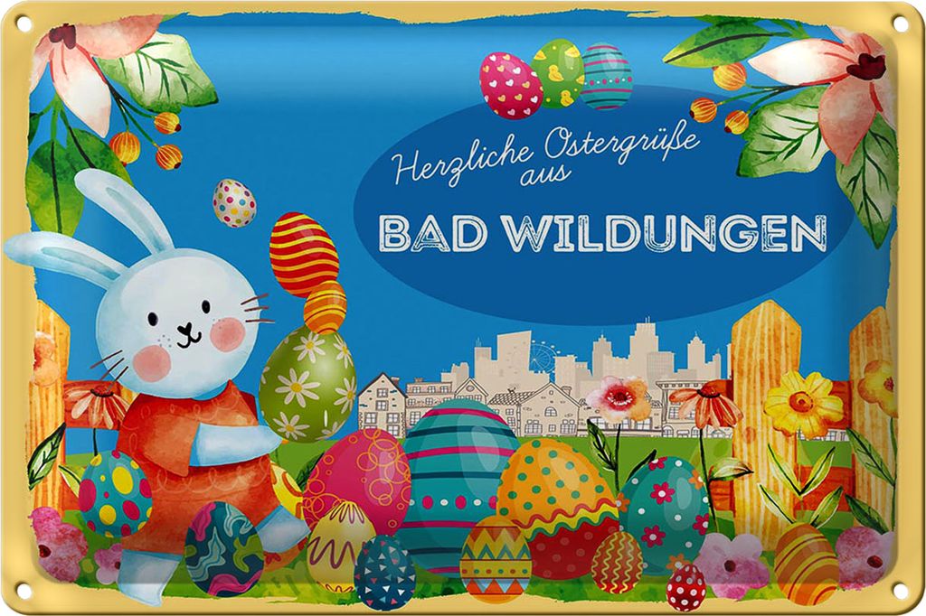 Blechschild Ostern Ostergrüße 18x12cm BAD WILDUNGEN