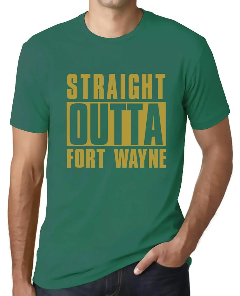 Herren Grafik T-Shirt Straight Outta Fort Wayne Öko-Verantwortlich Vintage Jahrgang Kurzarm Lustige Druck Geburtstag Geschenk Mann