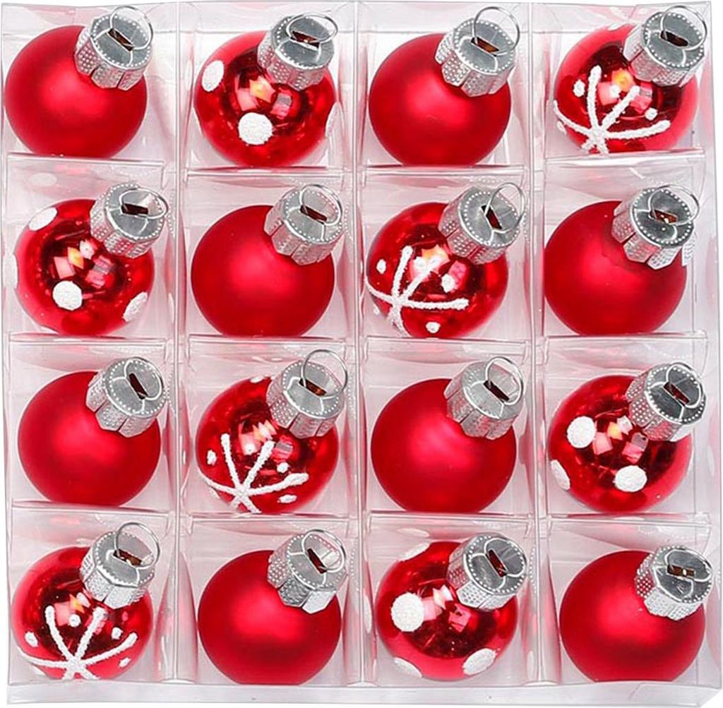 Weihnachtskugeln Merry Red | Ø 2 cm | 16 Stück | Glas | Rot Produktbild 