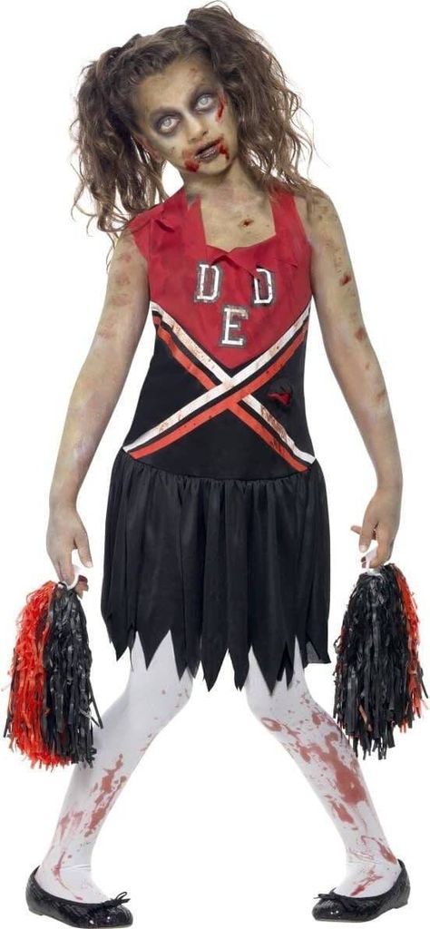 Halloween Zombie Cheerleader-Kostüm für Mädchen 10-12 Jahre Produktbild 