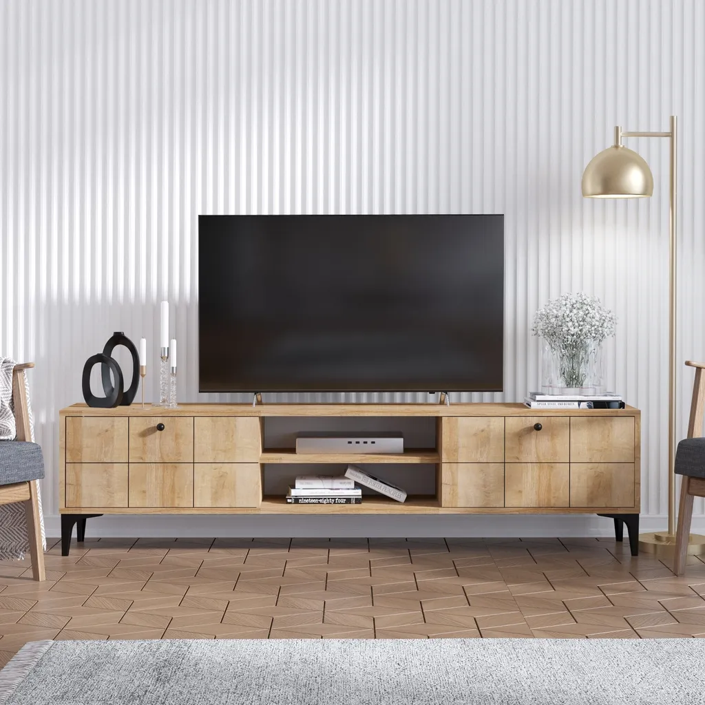 Banc TV Design Chêne Hera - Grand Support Multimédia 180 cm Skye Decor