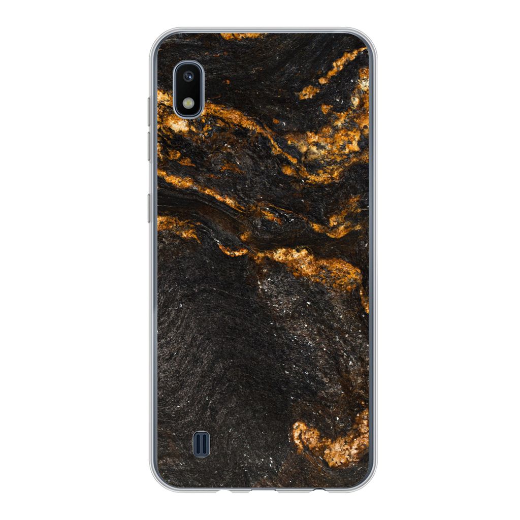 MuchoWow Handyhülle Schutzhülle Hülle für Samsung Galaxy A10 Marmor - Limette - Schwarz - Gold - Marmoroptik - Luxus Silikon Softcase Handy H...