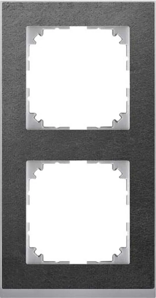 Plaque de finition double Merten M-Pure Decor Schiefer et Aluminium gris