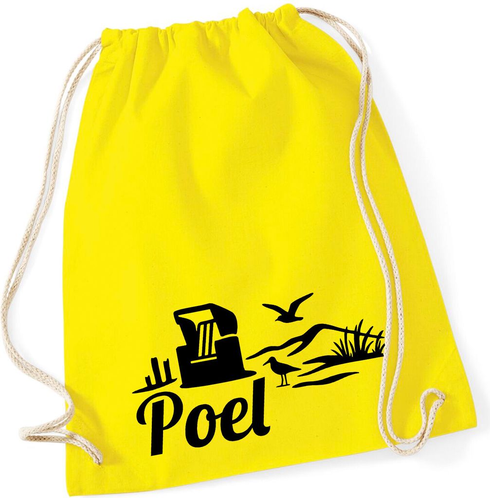 Huuraa Turnbeutel Poel Strandmotiv 12 Liter Yellow Baumwolle Rucksack Geschenkidee
