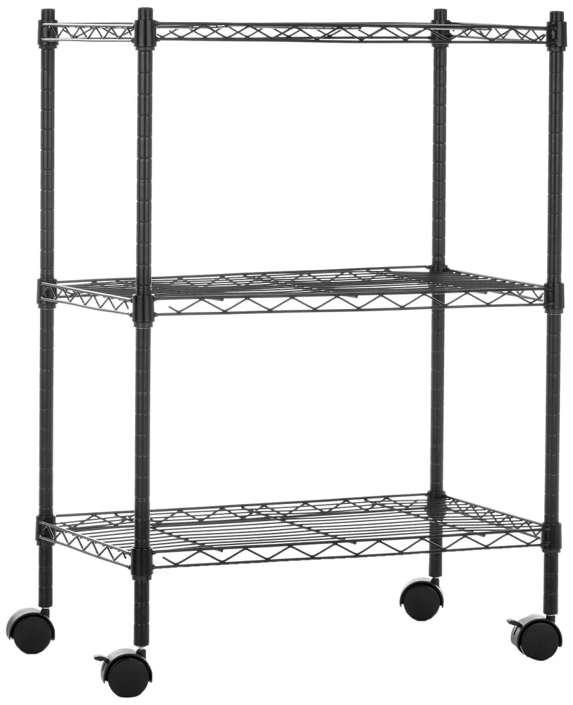 Étagère étroite sur roulettes noire 3 niveaux - Charge 340kg 59x34x83cm
