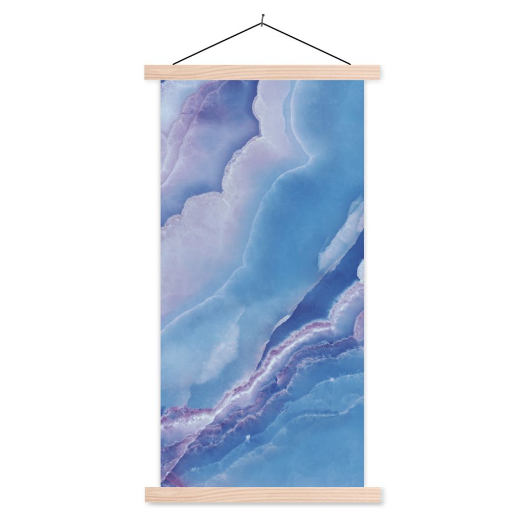 MuchoWow Textilposter Natursteine - Lila - Mineralien 40x80 cm mit holzfarbenen Rahmen - Wohnzimmer